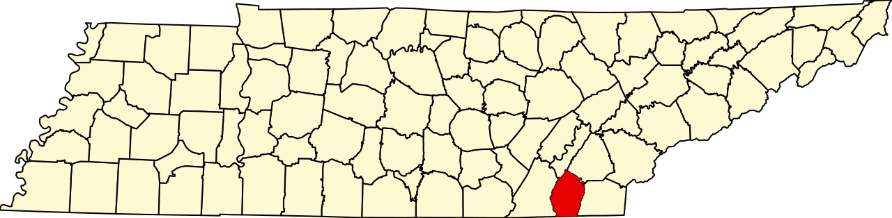 Map of Tennessee highlighting Bradley County