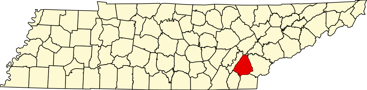 Map of Tennessee highlighting McMinn County