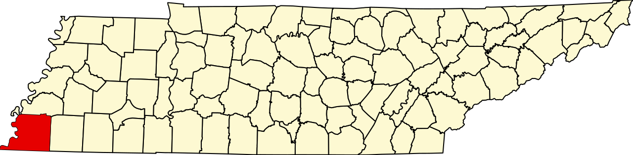 Map of Tennessee highlighting Shelby County